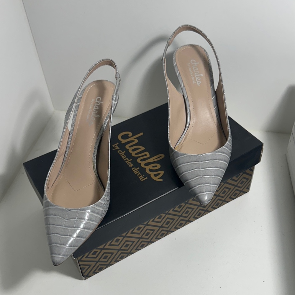 Charles by Charles David Metallic Slingback Heels